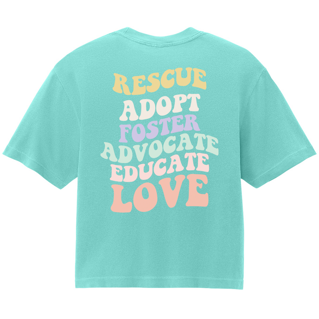 Turquoise t-shirt with motivational text on a white background